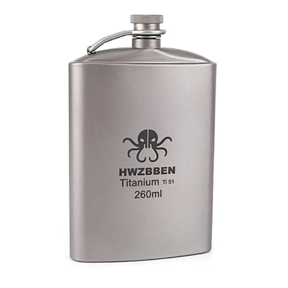 260ml Titanium Flask Portable Whisky Flask for Men Outdoor Camping Backpacking Travel Picnic Wine Bottles-WAYBIKER