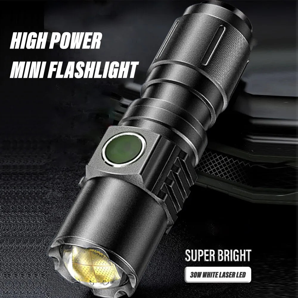Powerful LED Flashlight USB Rechargeable Zoom Torch 2000m Long Lighting Distance Spotlight 4 Modes Waterproof Outdoor Lantern-WAYBIKER