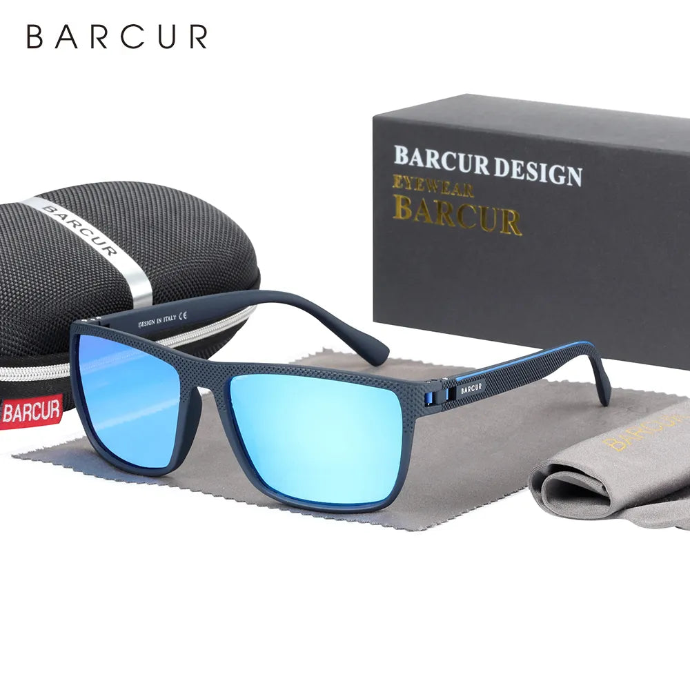 BARCUR Cycling Sunglasses for Men Sports Sun Glasses Fishing Travel TR90 Ultra Light Square Sun Glasses Women Eyewear Accessory-WAYBIKER