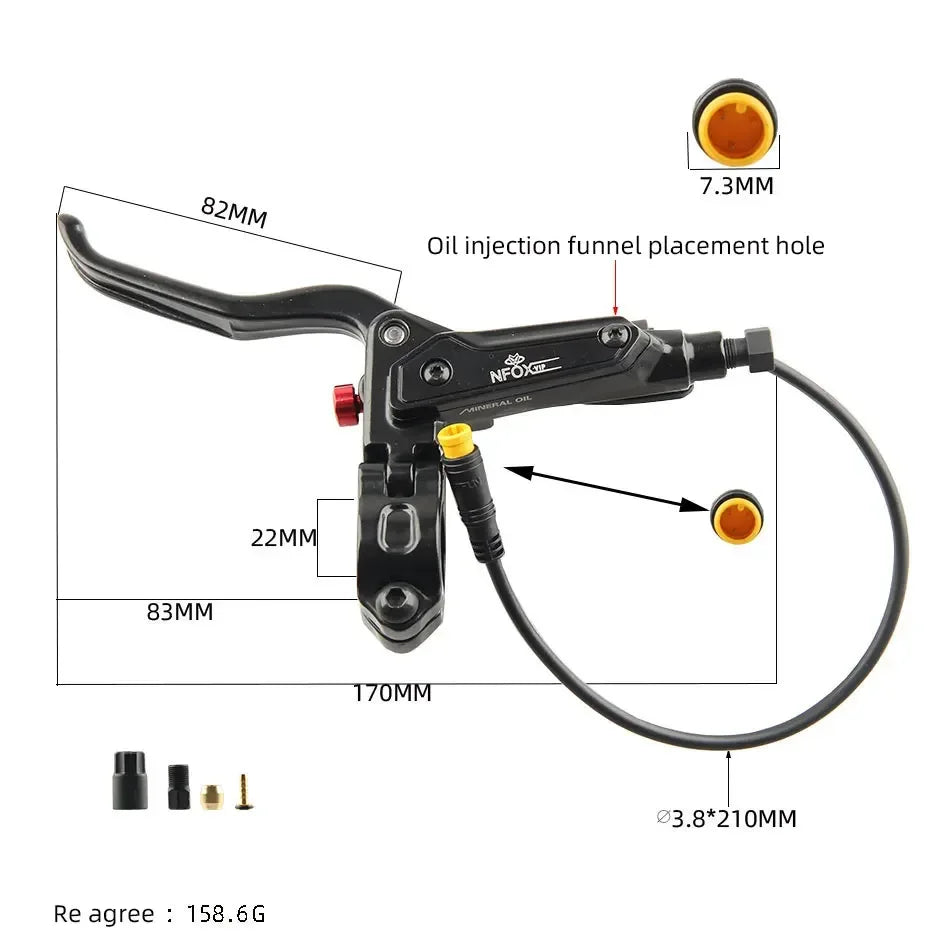 NFOX 2A New GT267 Oil Disc Power Off Brake Handle 3-pin Suitable for Electric Skateboarding Bicycle 2-pin Handle Rod Accessories