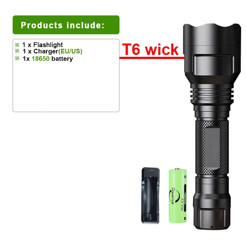 2023 Tactical Flashlight Rechargeable Led Flashlight Free Shipping Army Tactical Light Powerful Torch High Power Led Flashlights