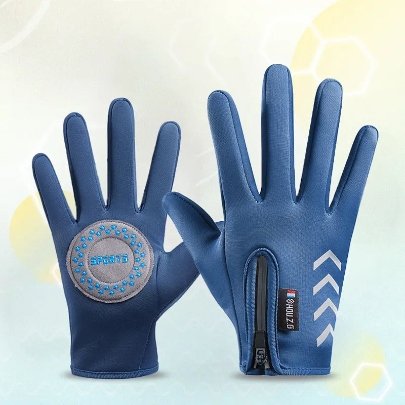 Children's Gloves Warm Cycling Winter Autumn Waterproof Kids Reflect Light Non-Slip Ski Fleece Boy Girl Scooter Gloves Zipper-WAYBIKER