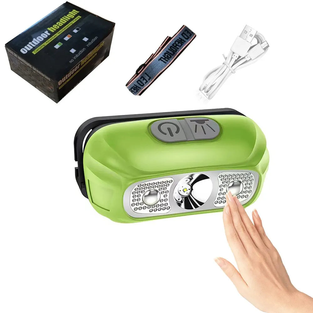 Intelligent Induction LED Light Long-range Usb Night Fishing Rechargeable Outdoor Head-mounted Flashlight Emergency Light-WAYBIKER