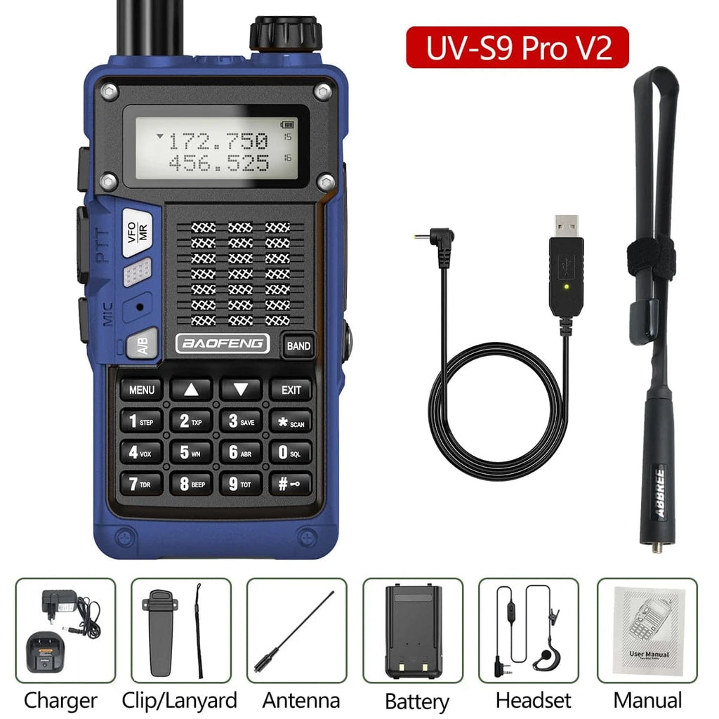 BaoFeng UV-S9 Pro V2 10W Powerful UHF VHF Waterproof Walkie Talkie Radio Long Range Up of UV-S9 Plus Portable Ham Two Way Radio-WAYBIKER