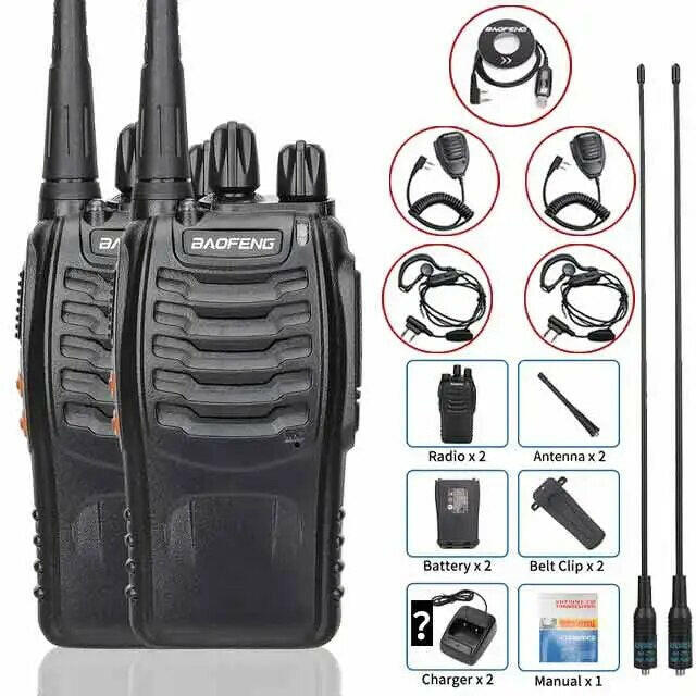 1/ 2PCS Baofeng BF-888S Walkie Talkie 888s UHF 5W 400-470MHz BF888s BF 888S H777 Long Range Two Way Radio For hunting hotel-WAYBIKER