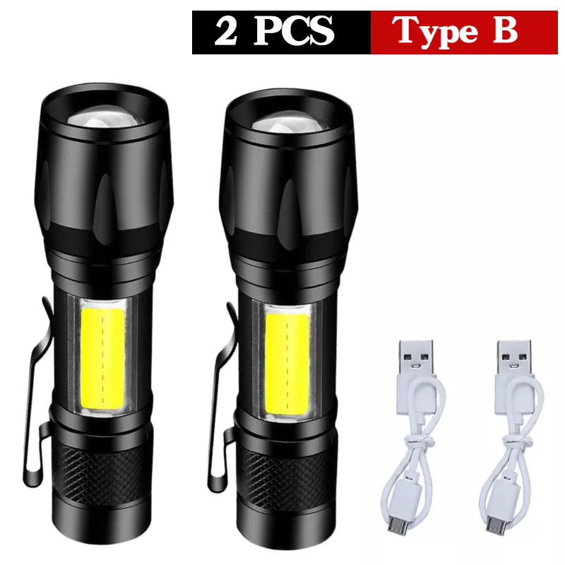 Mini Rechargeable LED Flashlight High Power Zoom Torch Outdoor Camping Strong Lamp Lantern Waterproof Tactical Flashlight mini-WAYBIKER