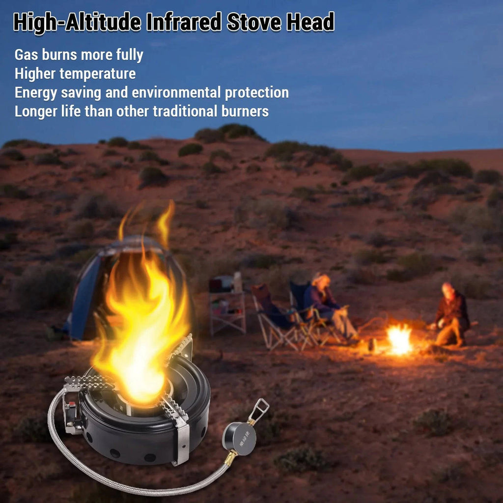 3500W Camping Stove High-Altitude Infrared Portable Windproof Gas Stove for Outdoor Hiking Lightweight and Foldable-WAYBIKER