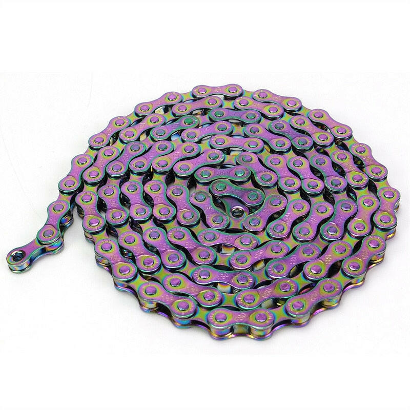 6/7/8Speed Bicycle Chain Rainbow Color 116 Links Bike Chain with Magic Buckle for MTB/BMX/Road Bike