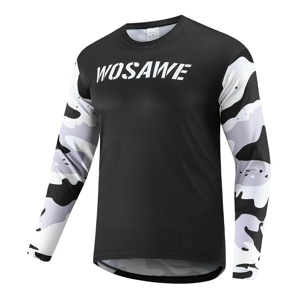 WOSAWE Men's Downhill Jerseys Mens Long Sleeve Cycling Jersey Mountain Bike MTB Enduro Trail Racing Top-WAYBIKER