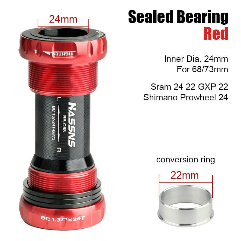 HASSNS Central Movement Bicycle Bottom Bracket Mtb Hollowtech Central Movement Mountain Bike Ceramics BB For Integrated Crankset-WAYBIKER