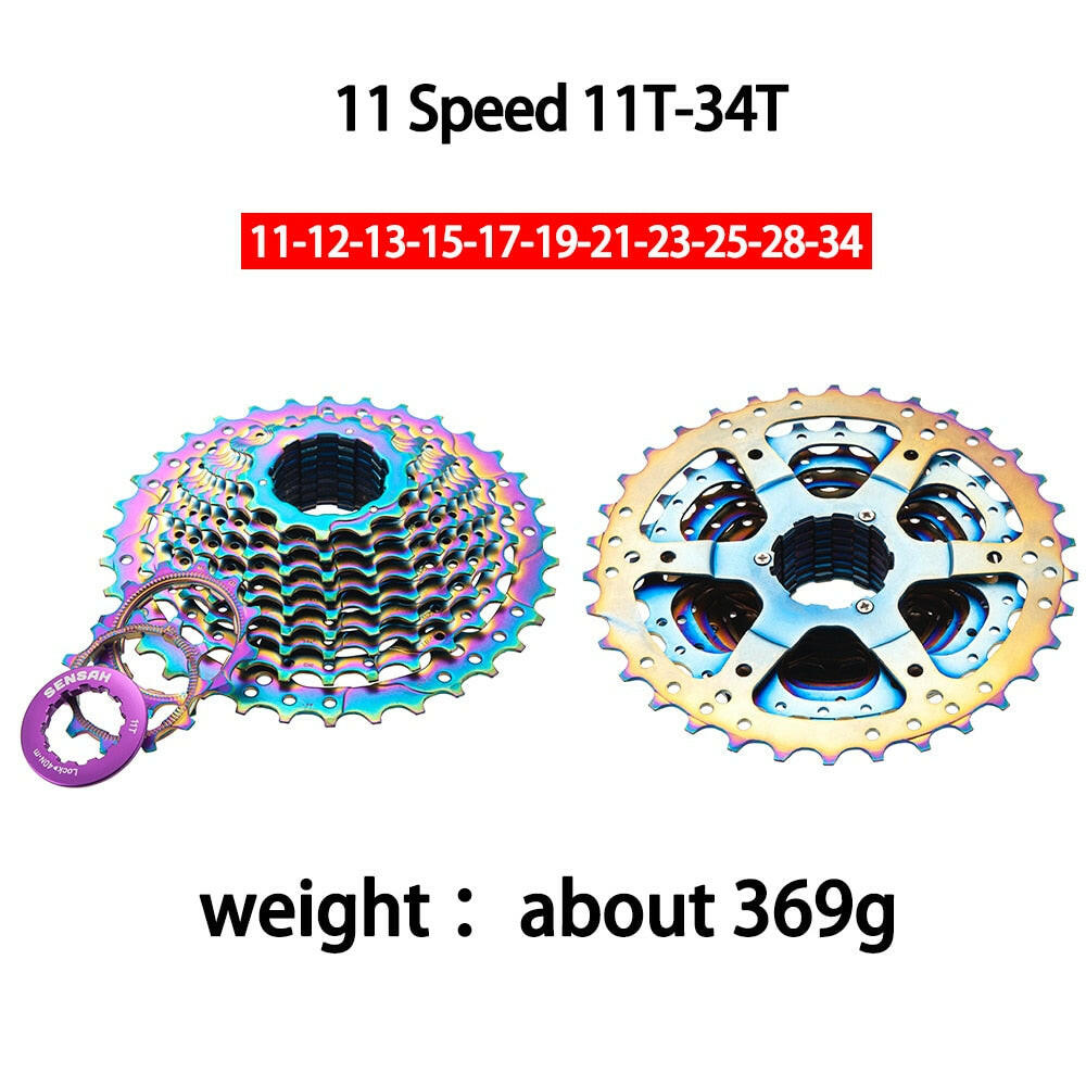 SENSAH Road Bike colour Cassette  11 12 Speed 11-28T/32T/34T Bicycle Flywheel K7 Sprocket for  HG Hub-WAYBIKER