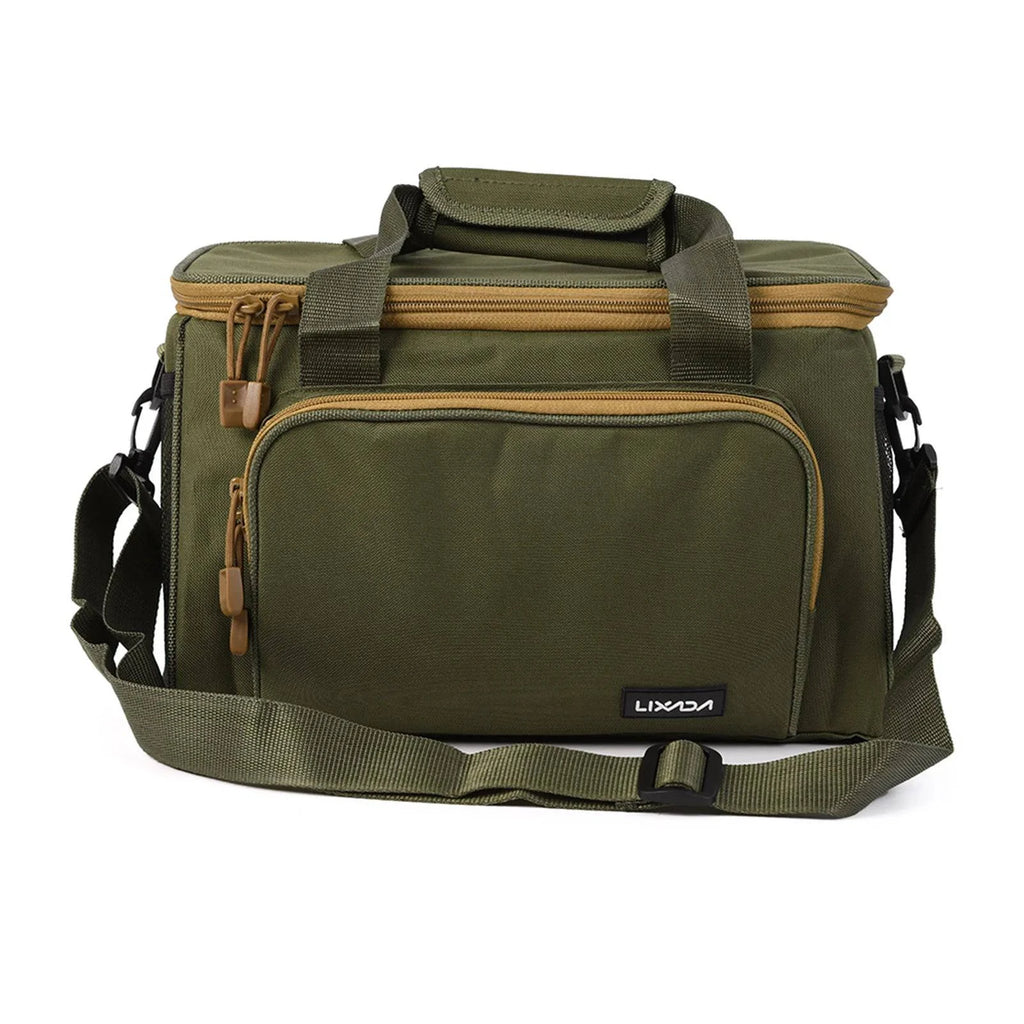 Lixada Portable Multifunctional Canvas Fishing Shoulder Bag Pack Fishing Tackle Bag Fishing Lure Reel Bag Pouch Case-WAYBIKER