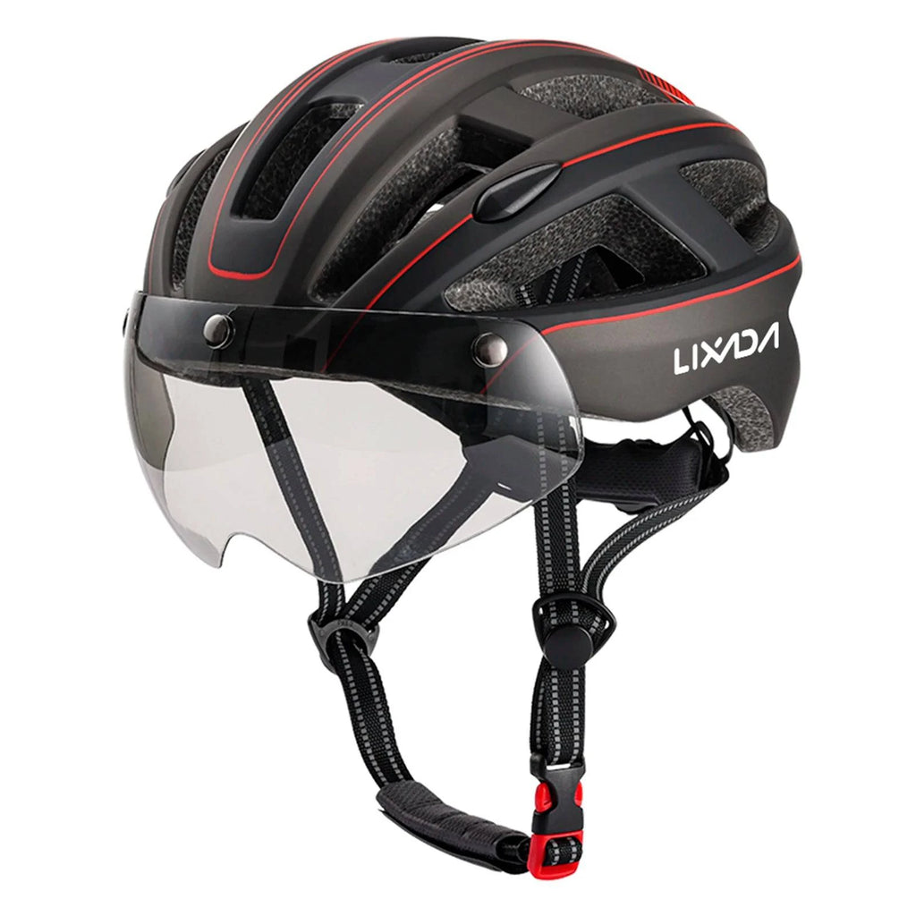Mountain Bike Helmet One-piece Structure Cycling Helmets with Detachable Magnetic Goggles and USB Rechargeable Rear Light-WAYBIKER