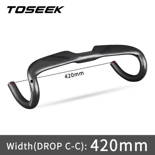TOSEEK New Full Carbon Fibre Road Bicycle Handle Bar Internal Routing Road Bike UD Matt Handlebar 400/420/440mm Diameter 31.8mm-WAYBIKER