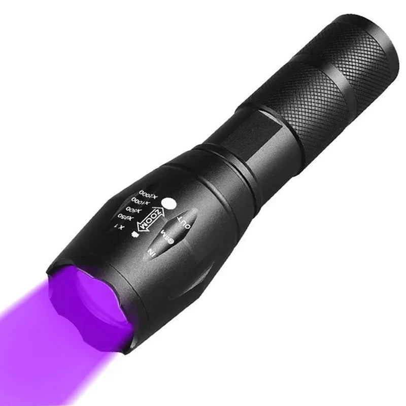 UV Flashlight Purple White Dual Light 395nm Ultraviolet Torch Zoom Flashlight Detection Lighting Lamp for Pet Stains Hunting-WAYBIKER