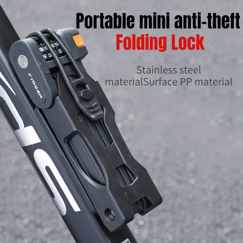 Cycling Portable Folding Lock Mountain Road Bike Bicyle Mini Anti-Thief Folding Lock Waterproof Rust-proof Alloy Steel Lock