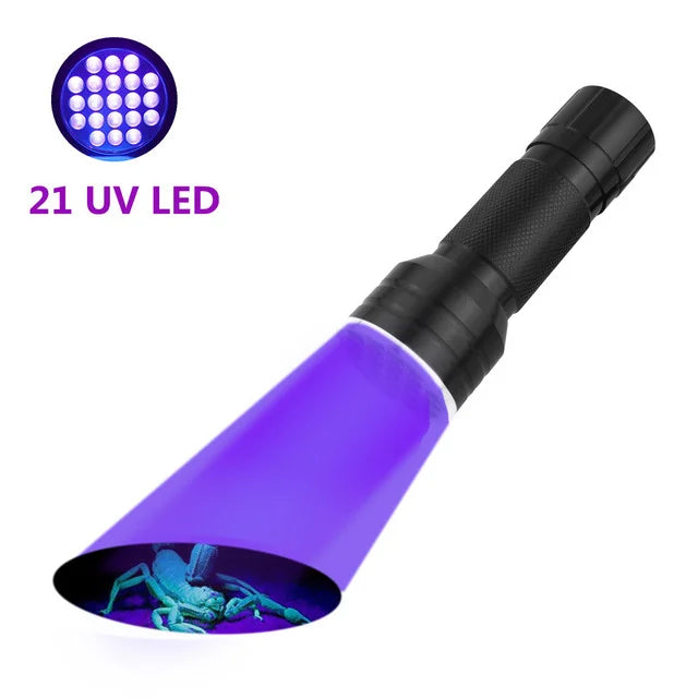 UV 100LED Edc Light Purple Light Blacklights 395nm UltraViolet Portable Handheld Flashlight LED Torch Detector for Pet Urine-WAYBIKER