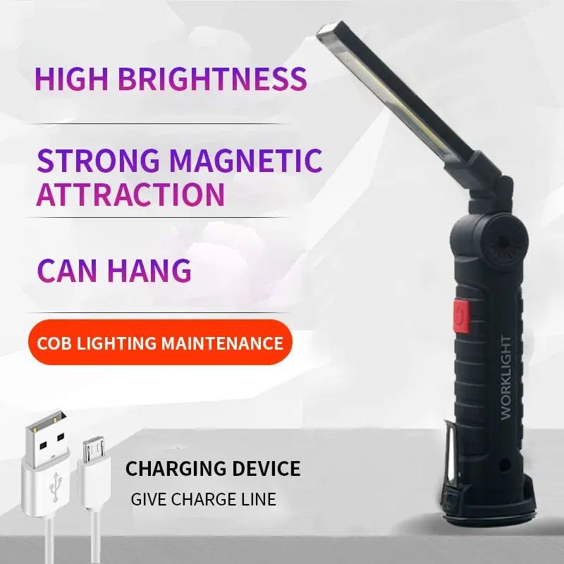 Multifunctional Charging Cob Work Light Led Inspection Light Folding Car Magnet Flashlight Maintenance Outdoor Tent Light-WAYBIKER