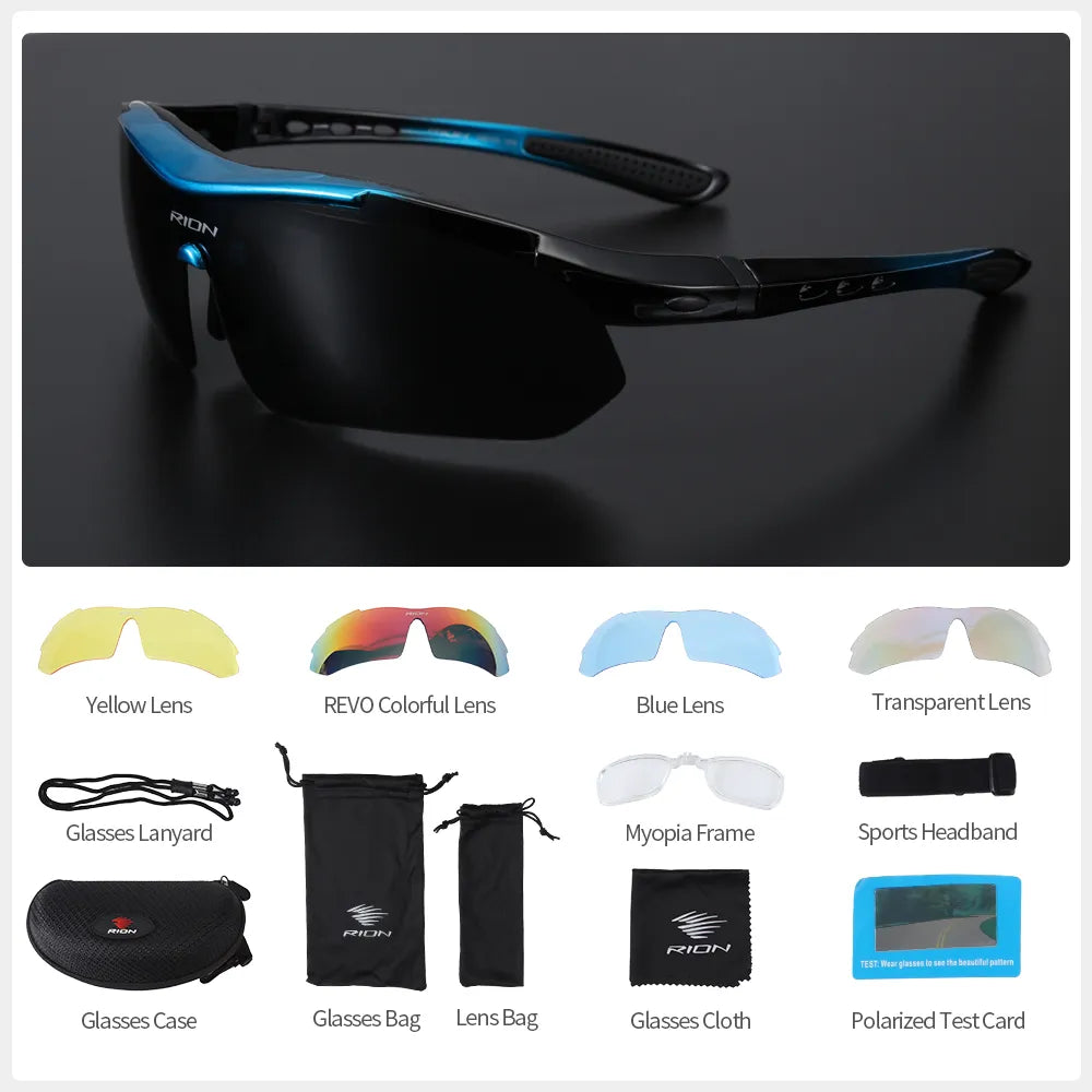 RION Men Cycling Glasses MTB Road Cycling Eyewear Protection Goggles Outdoor Sports Bicycle Sunglasses with 5 Lens-WAYBIKER