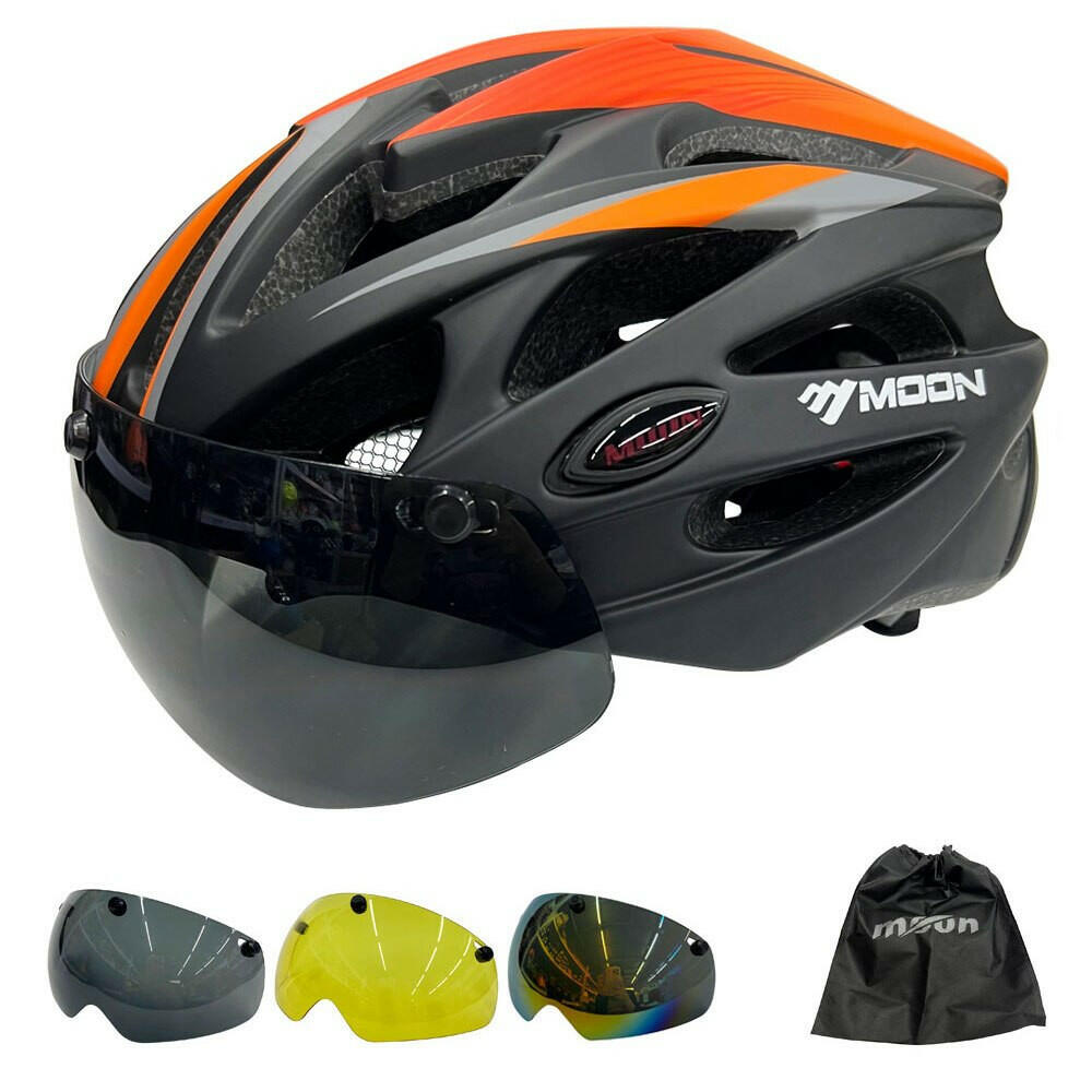 MOON Integrally-Molded Cycling Helmet Racing Ultralight Bicycle Helmet Men Women Motorcycle Bike Helmet with Magnetic Glasses-WAYBIKER