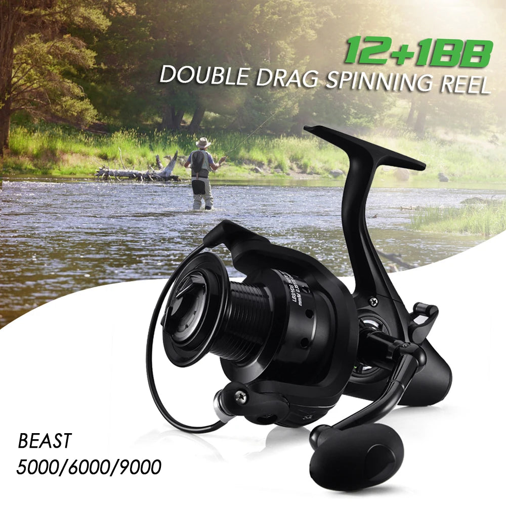 dual drag fishing reels 12+1 BB Spinning Reel with Front and Rear Double Drag Carp Fishing Ree