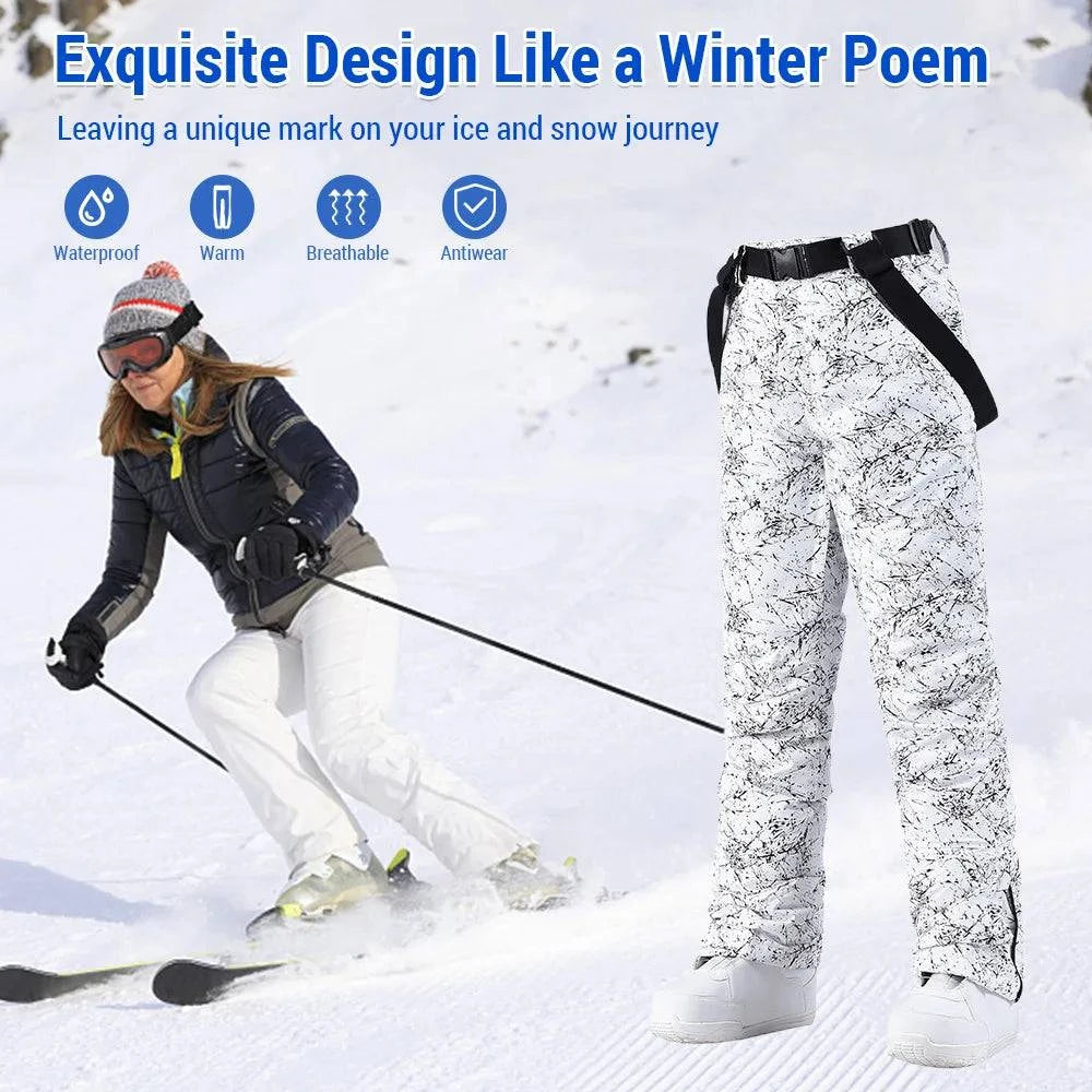 Snow Pants Women Waterproof Ski Pants Outdoor Winter Sports Climbing Snowboarding Fishing-WAYBIKER