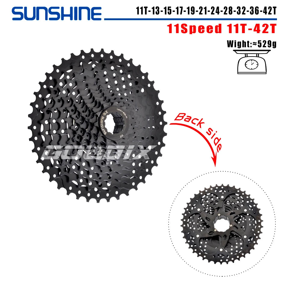 SUNSHINE MTB Cassette 8/9/10/11/12 Speed 40/42/46/50/52T Black K7 Cassette Sprocket for SHIMANO HG Structure