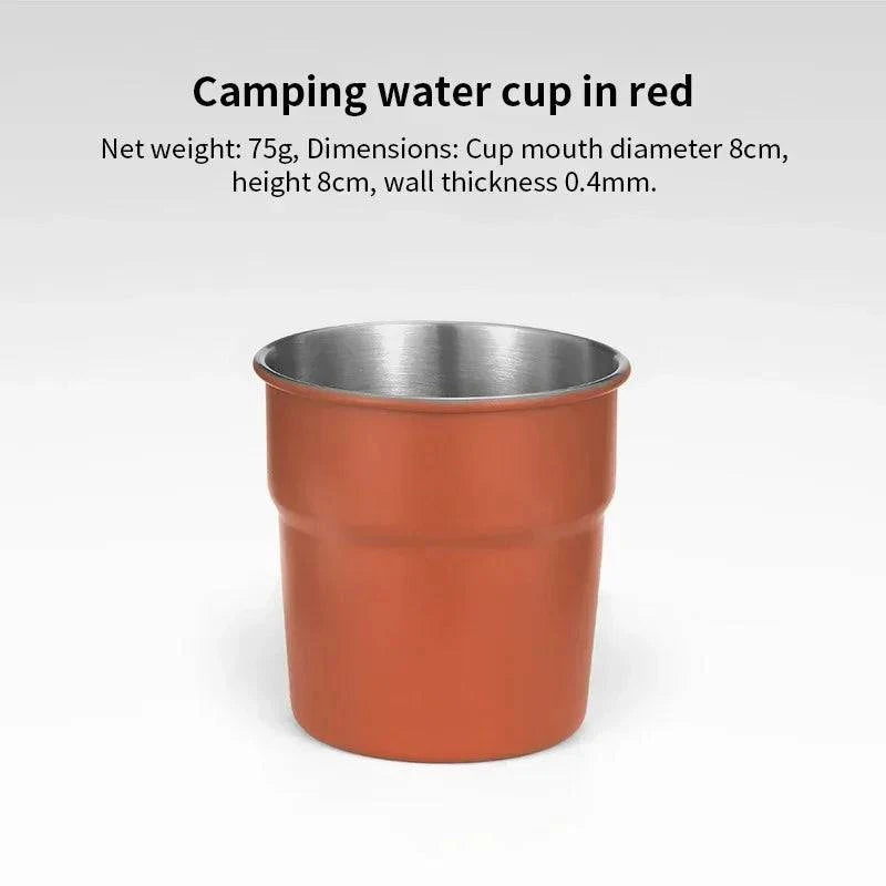 Beer Wine Cups Stackable Camping Cup Drinking Cup Stainless Steel Camping Mug with Storage Bag for Indoor Outdoor Travel-WAYBIKER
