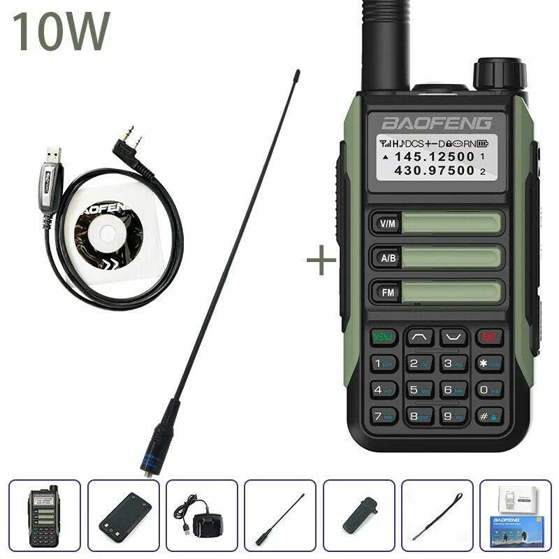 Baofeng UV-16 Plus Walkie Talkies Long Range 10KM Waterproof Two Way Radio10W VHF UHF Band UV 16 Pro USB Type C Upgrade of UV-5R-WAYBIKER
