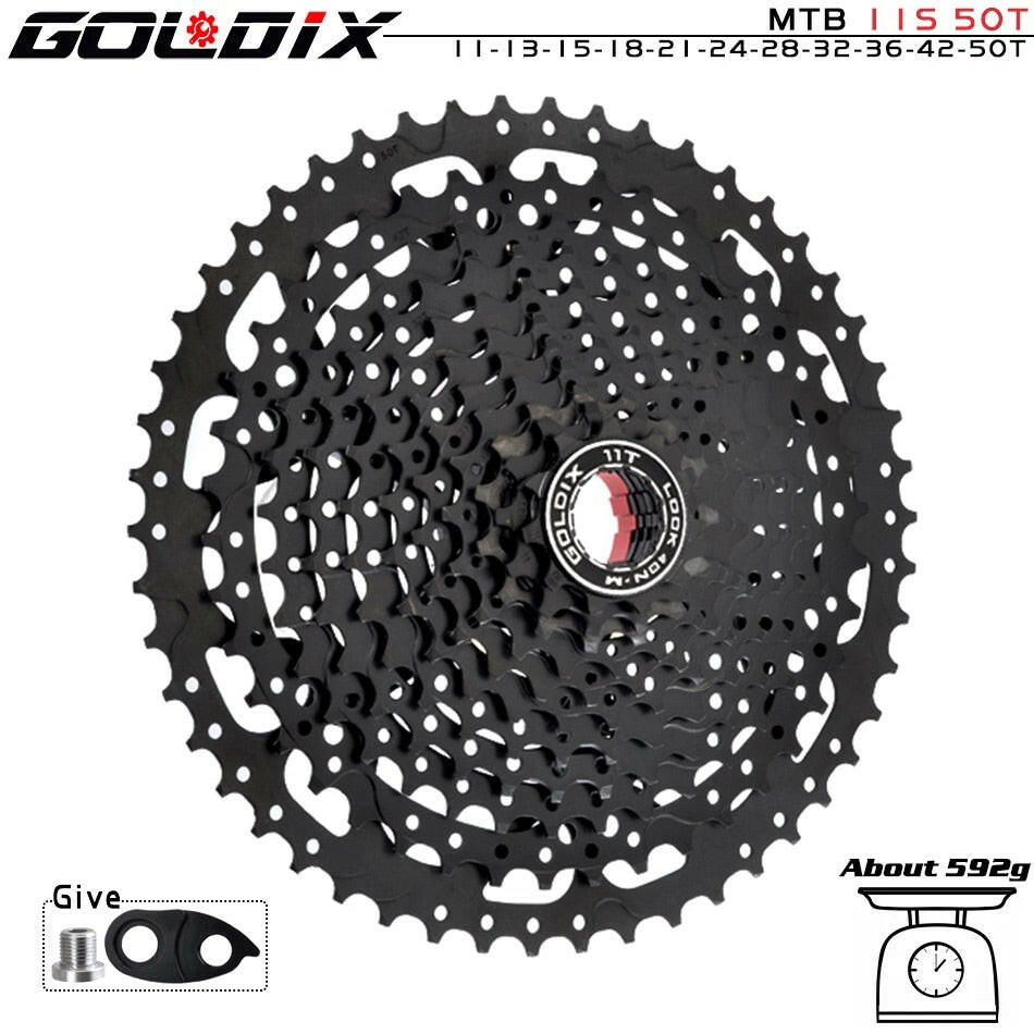 GOLDIX Black MTB Cassete 8/9/10/11/12 Speed 40/42/46/50/50T K7 8/9/10/11/12v Bicycle Freewheel Bicycle Sprocket for Shimano/SRAM-WAYBIKER