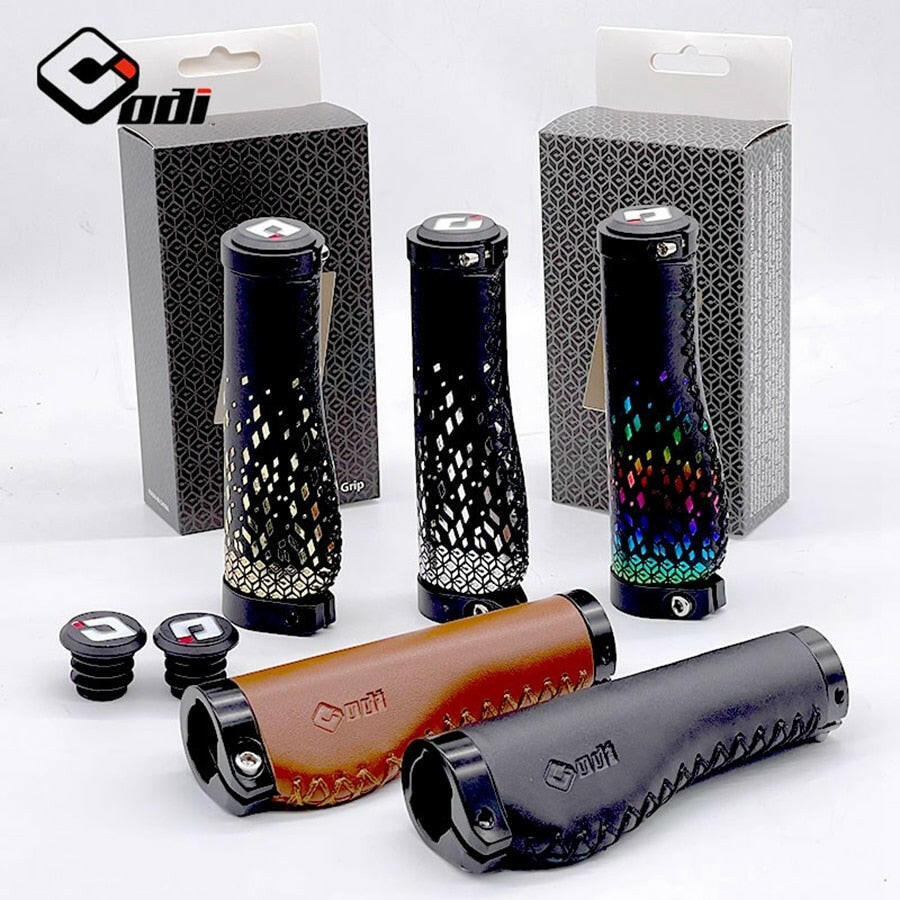 Odi Fiber Genuine Leather Bike Grip Bicycle Handlebar Cover Scooter Retro Hand Sewing Grips MTB Road Bike Cycling Accessories-WAYBIKER