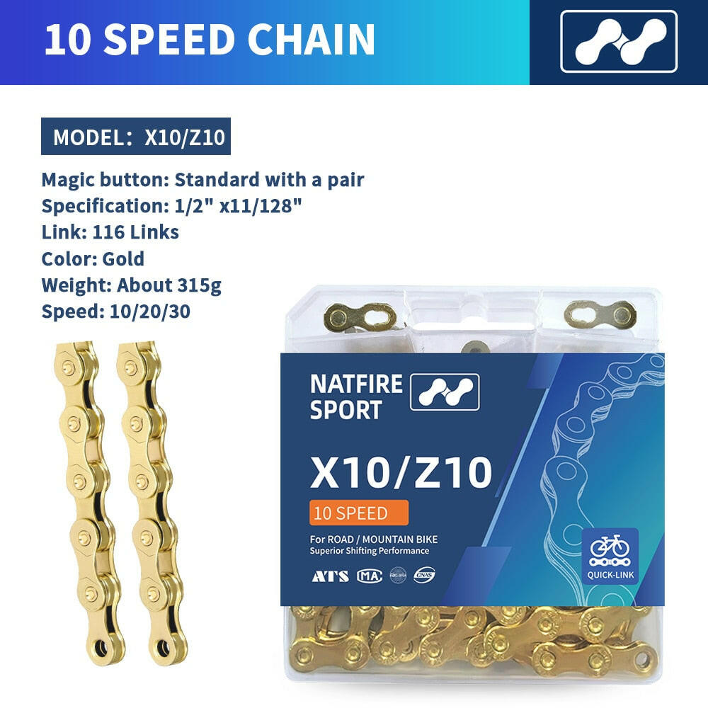 NATFIRE Bike Chain 6 7 8 9 10 11 12 Speed Velocidade Electroplated Silver Bicycle Chain Mountain Road MTB Chains Part 116 Links-WAYBIKER