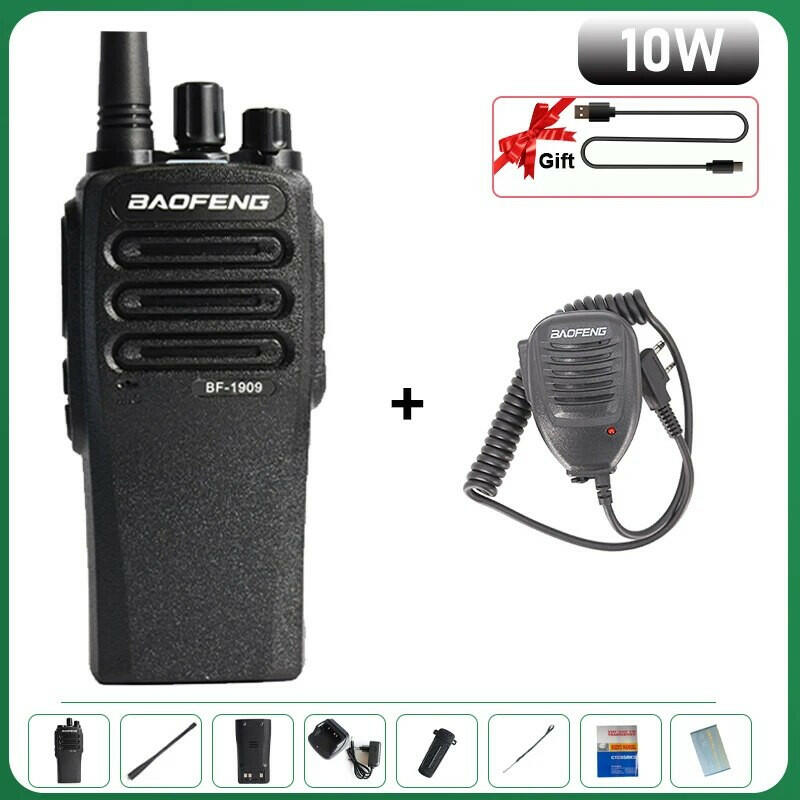 BF-1909 BaoFeng Walkie Talkie 10W Type-C Charging 3800mAh UHF 400-470MHz FM High Power Long Rang BF-888S Upgraded Version Radio-WAYBIKER