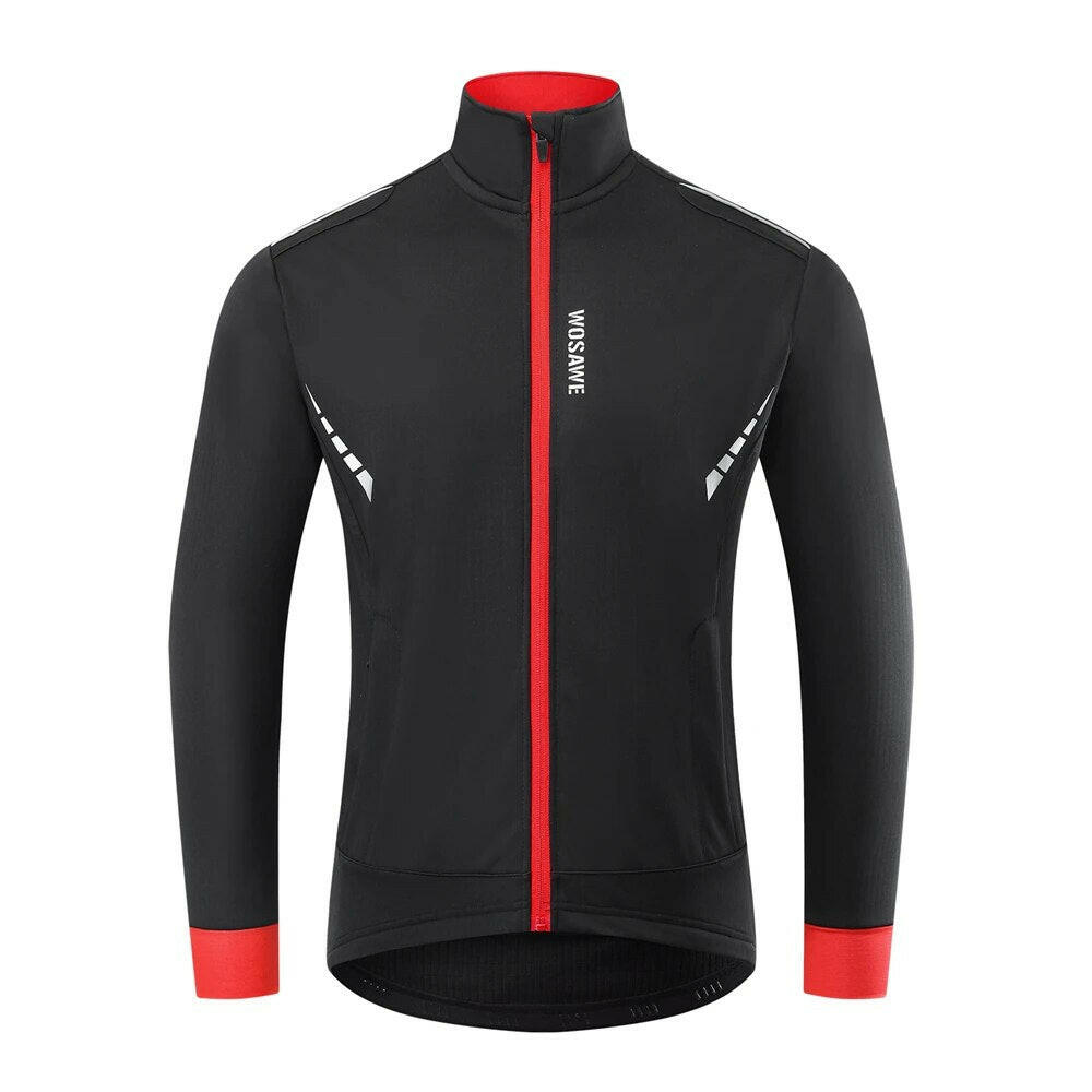 WOSAWE Winter Men's Cycling Outfit Fleece Warm MTB Jacket Reflective Cycling Sportwear Jerseys Pant Suit Thermal Sportwear-WAYBIKER