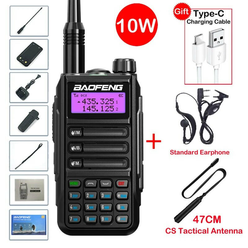 2023 Baofeng UV-16 MAX Walkie Talkie 10 KM Military 10W Powerful Waterproof VHF UHF CB Ham Dual Band Two Way Radio USB-C Charger-WAYBIKER