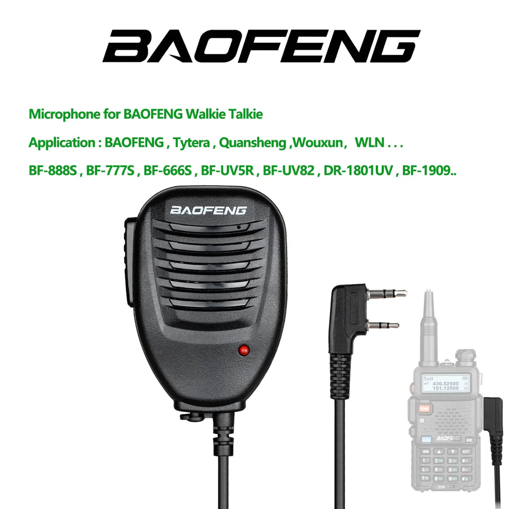 Baofeng Quansheng UV-K5 Walkie Talkie Speaker Microphone For UV-5R BF-888S UV-82 UV 13 Pro UV-16 Tyt Two Way Radio DMR Wouxun-WAYBIKER