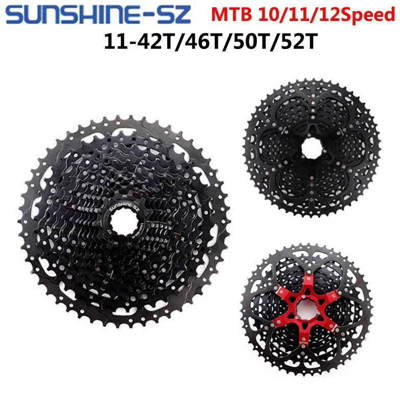 SUNSHINE 10 Speed Cassette 10S 11S 12S MTB Bike Road Bicycle Freewheel 10V 11V 12V 36/42/46/50T 52T for Deore M6000 M6100 SRAM-WAYBIKER