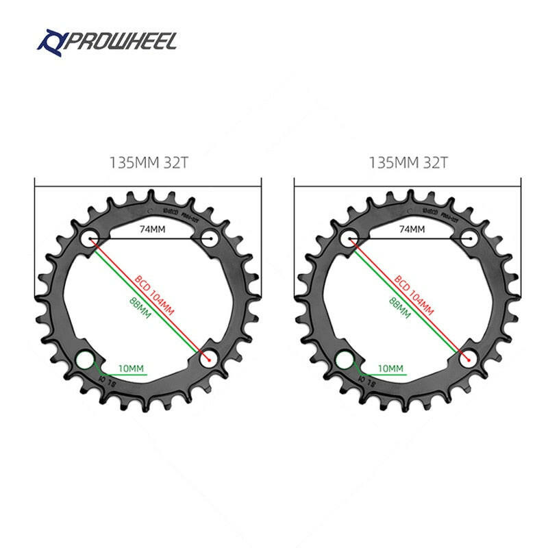 PROWHEEL 32T 34T 36T 38T 40T Mountain Bicycle Narrow Wide Chainring Chain Wheel 104BCD MTB Bike Sprocket Tooth Plate Crank Parts-WAYBIKER