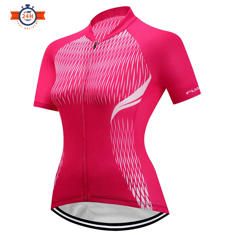 Women's Short Sleeve Cycling Jersey Summer Mountain Bike Outdoor Cycling Clothing Bicycle Clothing Quick-Dry Breathable Clothes-WAYBIKER