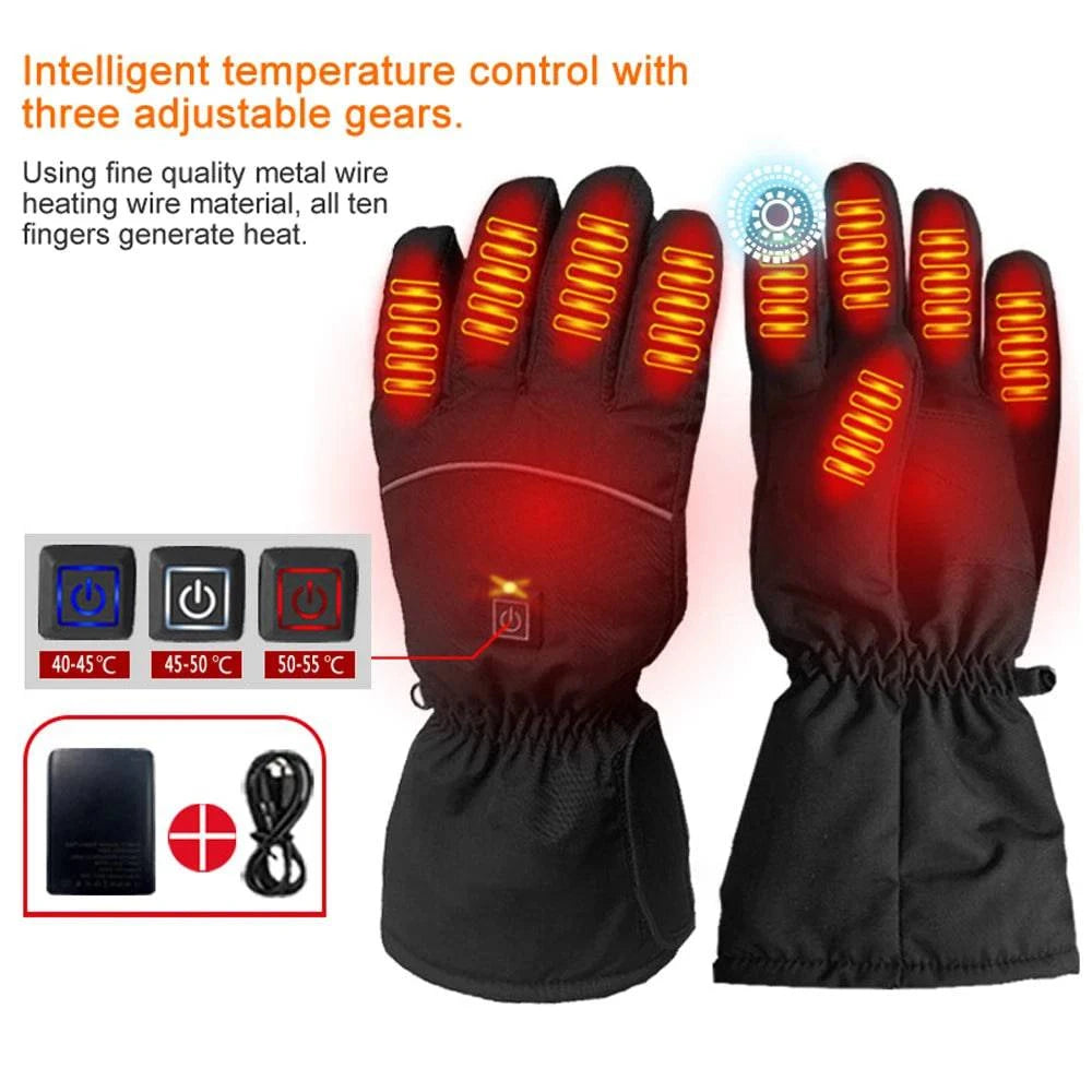 1 Pair Electric Thermal Gloves Winter Hand Warmer Touching Screen Cycling Gloves Skiing Snowboarding Heated Gloves-WAYBIKER