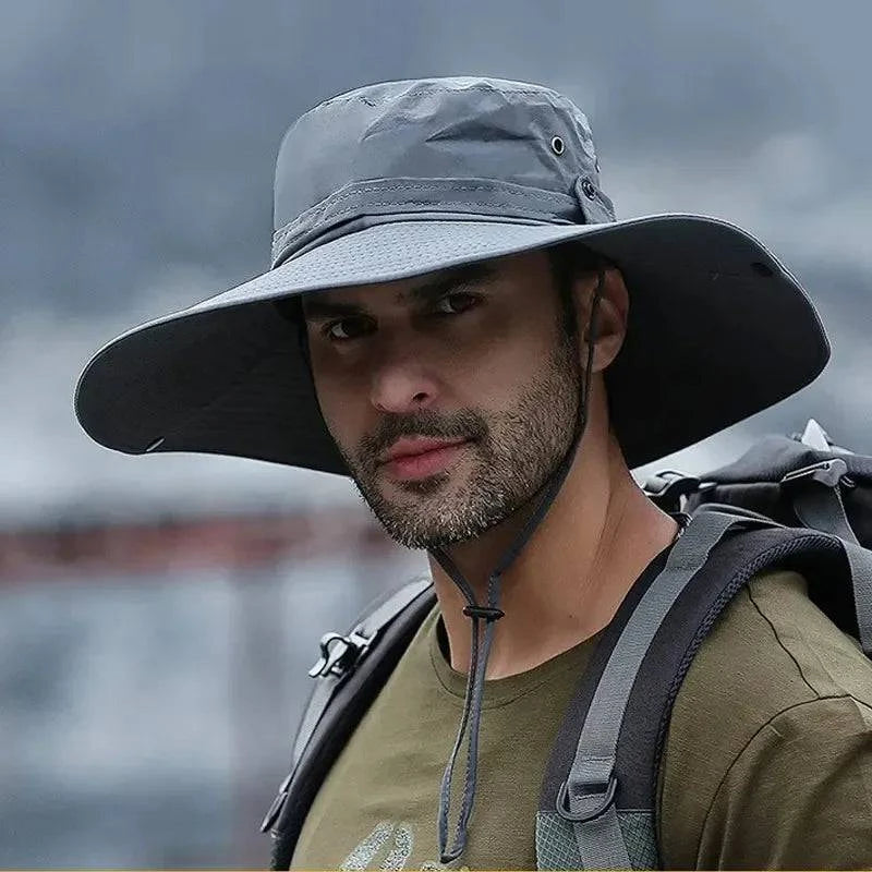 New Sun Protection Fishing Hat Summer Breathable Mesh Camping Hiking Caps Anti-UV Sun Hat Mountaineering Caps Men's Panama Hat-WAYBIKER