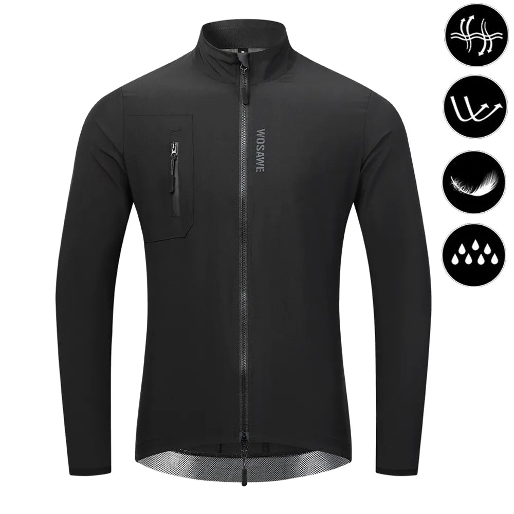 WOSAWE Ultralight Men's Cycling Windbreaker Windproof Jacket Bike Vest Water Resistant MTB Road Bicycle Long Jersey 2 Pockets-WAYBIKER