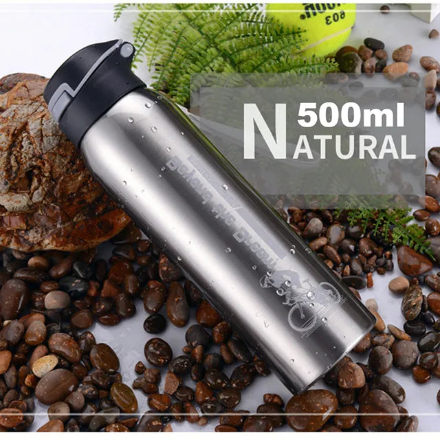 500ML Bicycle Water Bottle Vacuum Stainless Steel Cycling Water Bottle Double Walled Simple Thermo Mug Insulated With Straw-WAYBIKER