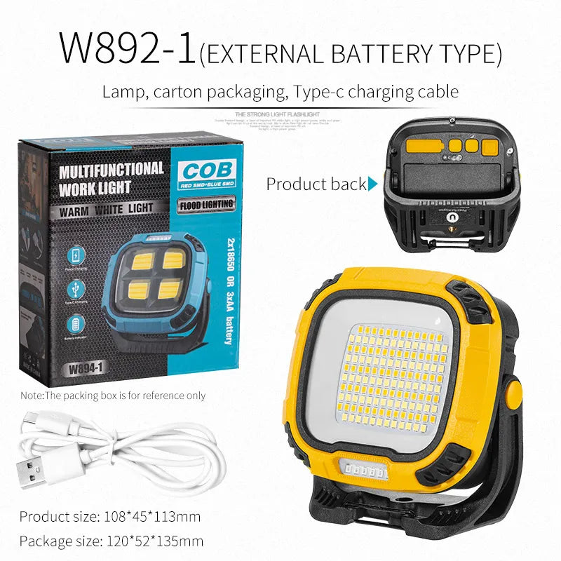 Portable LED Spotlight Lantern Strong Light Flashlight Outdoor Camping Fishing Emergency Rechargeable Magnetic Work Lamp W892-WAYBIKER