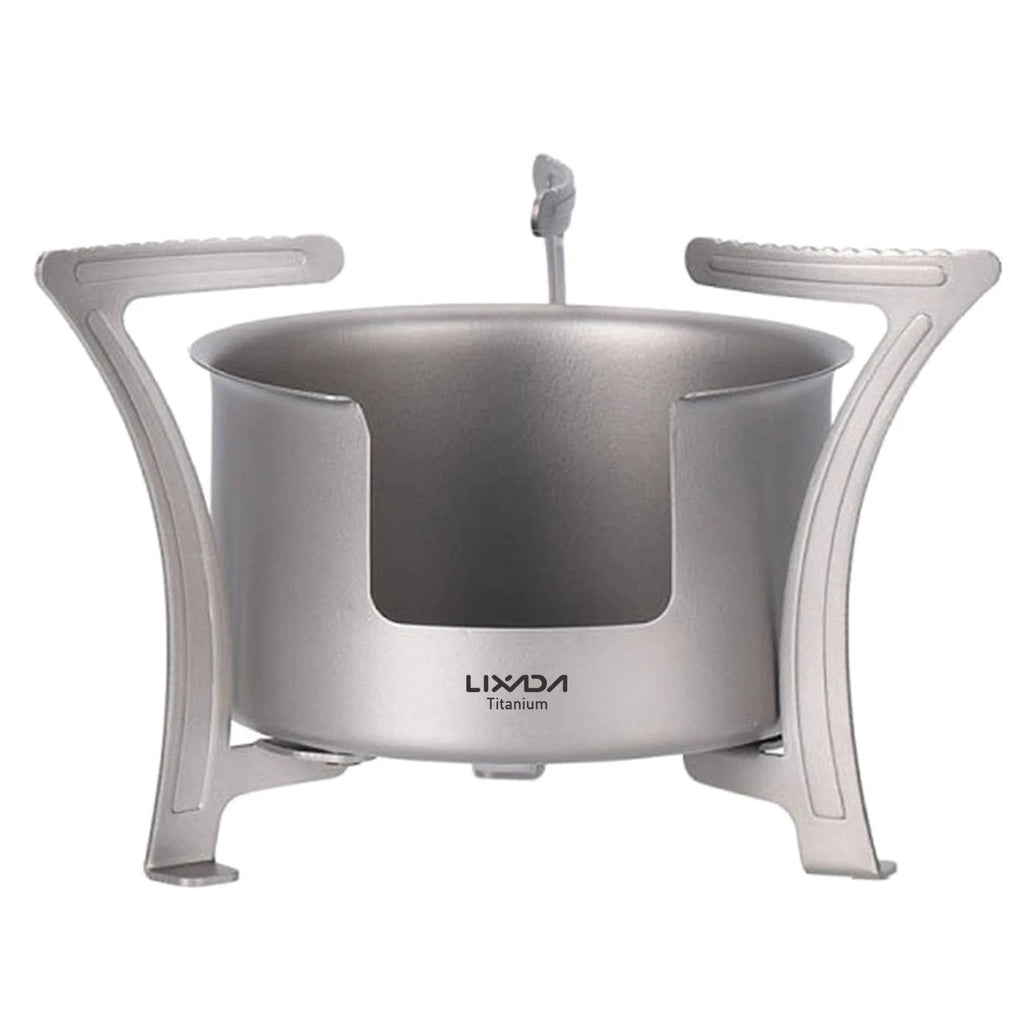 LIXADA Titanium Camping Alcohol Stove Ultralight Mini Pocket Stoves Outdoor Folding Wood Burner Pot Holder Camping Equipment-WAYBIKER