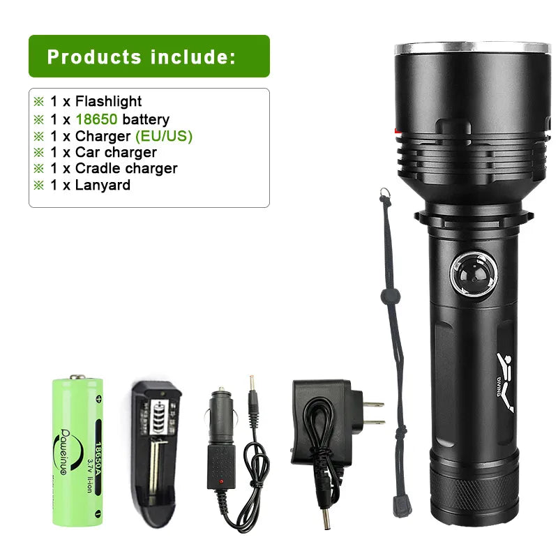 6000 Glare Super XHP120 Powerful Scuba Diving Flashlight High Power Led Dive Torch IPX8 Waterproof Underwater Hunting Lantern-WAYBIKER
