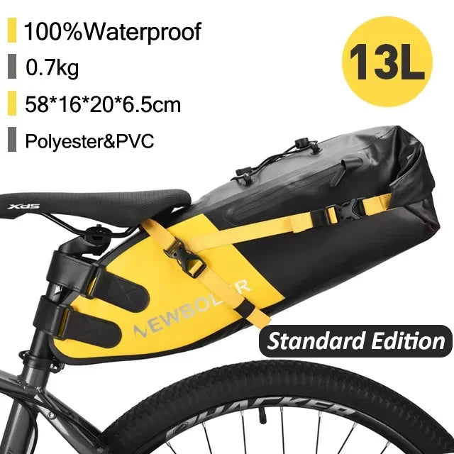 NEWBOLER Bicycle Bag Waterproof 13L Large Capacity Bicycle Saddle Bag Bicycle Foldable Tail Bag Mountain Bike Road Luggage