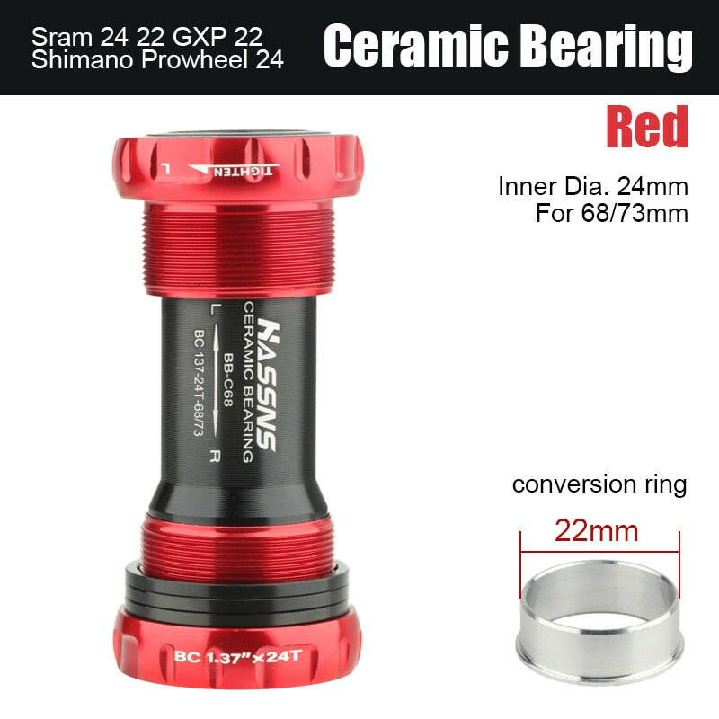 HASSNS Central Movement Bicycle Bottom Bracket Mtb Hollowtech Central Movement Mountain Bike Ceramics BB For Integrated Crankset-WAYBIKER