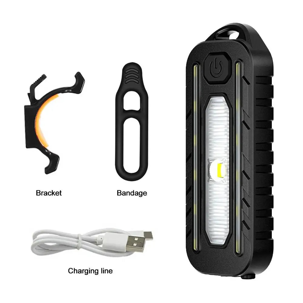 Type-C Flashlight Rechargeable LED Red Blue Shoulder Police Light Safety Lighting Mini Keychain Flashlight Bike Warn Lamp-WAYBIKER