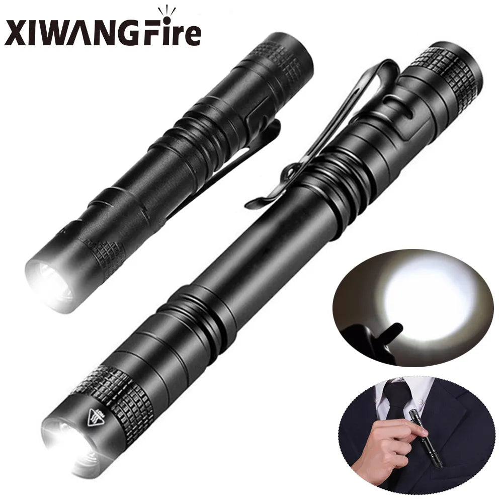 Mini Portable LED Flashlight clip Pen Light 1 Mode For Camping Hiking Torch Floodlight Aluminum Alloy-WAYBIKER